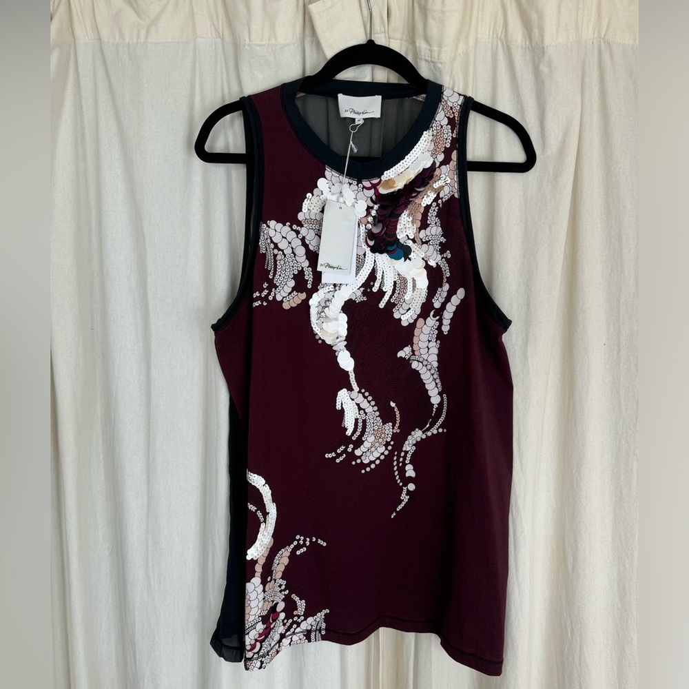 3.1 Phillip Lim Burgundy Tank Top with embellishments NWT